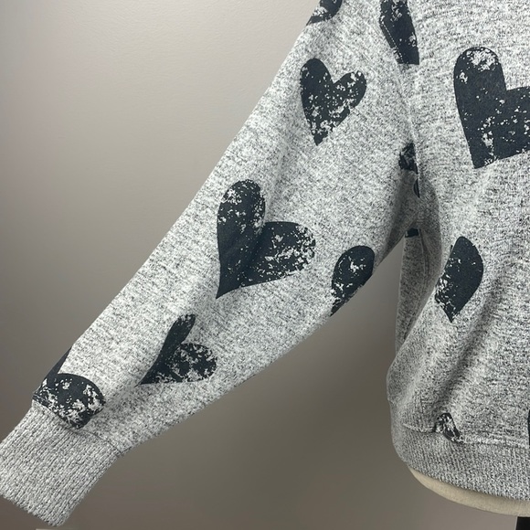 Philosophy Republic Clothing Sweater SZ S Distressed Hearts Soft - Picture 5 of 9